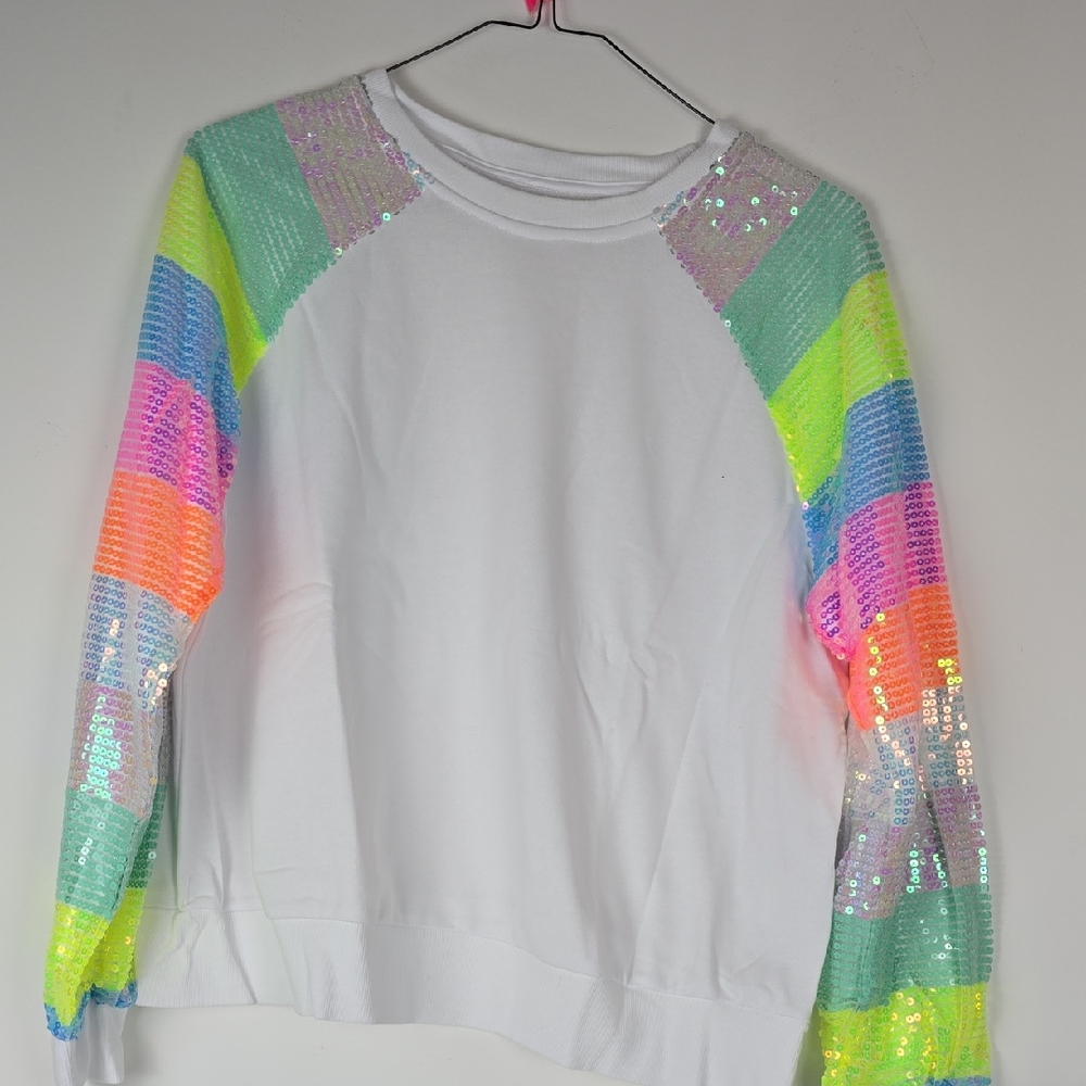 Colorful Sequin Sleeve Sweatshirt NEW